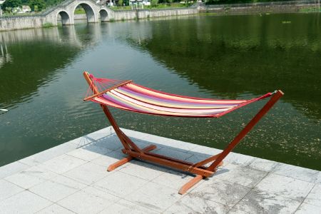 Non-Toxic High Heavy-Duty Hammock Wooden Frame With SGS Adhesive - Trapezoidal wooden hammock stand set