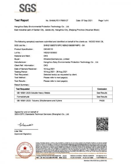 Holzleim und Holzlack haben die SGS-Prüfung bestanden.