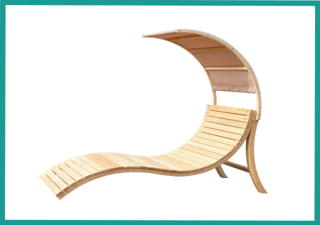 Reclinable de madera curvada en forma de C para exteriores - Tumbona de madera maciza para exteriores