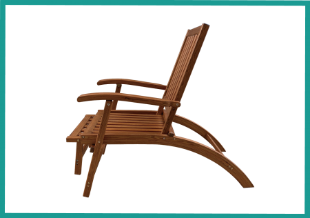 Cadeira de lounge de madeira natural FSC com assento telescópico ajustável - Fornecimento de design OEM e ODM - Cadeira de lounge de madeira maciça retrátil
