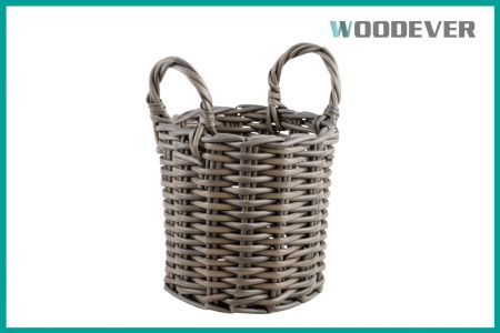 Cestas de Vime Multifuncionais Cesto de Lixo Cesta de Armazenamento Redonda com Alças Fornecedor do Vietnã - Cesta de Armazenamento Multifuncional de Rattan do Vietnã Atacado Personalizado