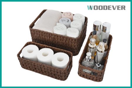 Keranjang Penyimpanan Organizer Rattan PE Anyaman Kustom Grosir.