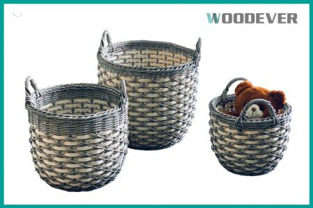 Recyclable Plastic Rattan Wicker Decorative Basket Storage Bins Garden Planter Baskets With Handles OEM&ODM - Recyclable Plastic Rattan Wicker Decorative Basket Storage Bins Garden Planter Baskets With Handles OEM&ODM