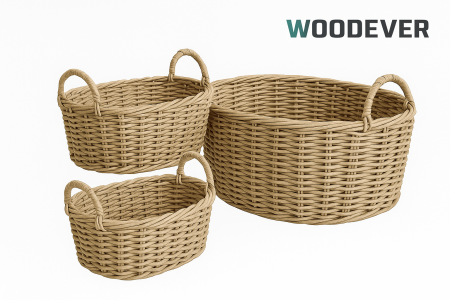 Handicraft PE Rattan Wicker Round Woven Plant Basket With Handles Decoration Storage Basket Bins OEM Fabricator - Handicraft PE Rattan Wicker Round Woven Plant Basket With Handles Decoration Storage Basket Bins OEM Fabricator
