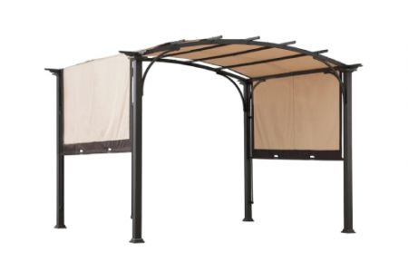 10x10 Patio Metal Curved Anti-Rust Pergola Bracket With Adjustable Awning - WOODEVER high quality iron pergola.
