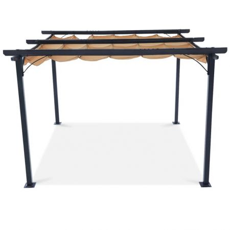 Bakgård järnpergola stöd med utdragbar spaljé.