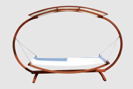 Cama de balanço de madeira maciça oval dupla Comfort - Cama de balanço de madeira maciça dupla para uso externo