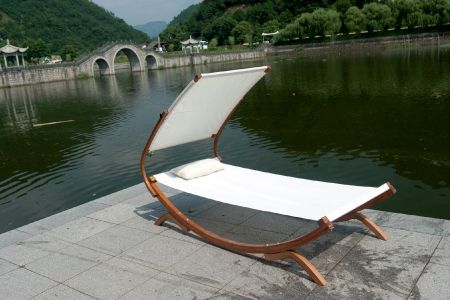 Lit de balancement en bois massif pour loisirs en plein air - Lit de balancement en bois simple avec parasol