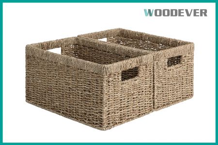 Kosze do przechowywania z trawy morskiej FSC do organizacji, dekoracyjne kosze wiklinowe z wbudowanymi uchwytami, dostawca. - Woven seagrass storage baskets od WOODEVER są produkowane w naszej wyspecjalizowanej fabryce w Wietnamie.