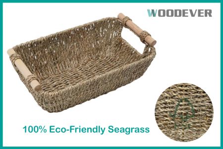 Keranjang anyaman penyimpanan terbuat dari 100% rumput laut alami bersertifikat FSC.
