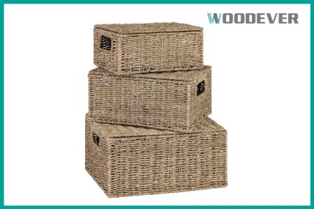 Keranjang Anyaman Persegi Panjang Rajutan Tangan Hadiah Kustom Fleksibel