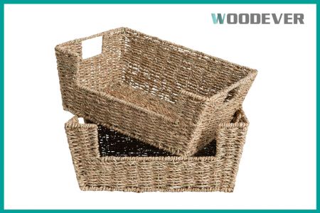 Vietnam Suplpier |Handicraft Seagrass Wicker Baskets Open Front Containers Pantry Baskets Customized Gifts Premiums - Each seagrass storage basket is crafted using non-toxic, water-based adhesives, ensuring compliance with environmental standards and demonstrating our commitment to both sustainability and user safety.