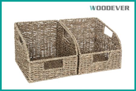 Vietnam Suplpier ODM|Natural Seagrass Wicker File Storage Basket With Built-In Handles Hand-Woven Decorative Organizer Fabricator - This seagrass woven document storage basket showcases the natural beauty of handcrafted artistry.