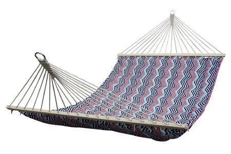 Indoor & Outdoor Single and Double Portable Hanging Cotton Hammock Cloth With Metal Buckle Hook and Carrying Bag - Polyester cotton hammock with tough hooks