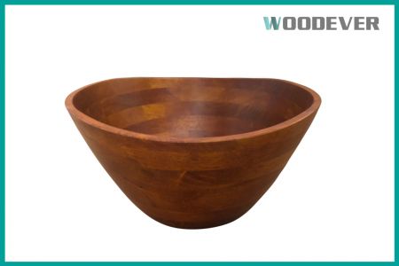 Rubber Wood Wavy Rim Serving Bowl FSC Organic Wood Salad Bowl Restaurant Decorative Bowls OEM Wholesale - The Vietnamese rubberwood kitchen salad bowl is crafted using natural, FSC-certified rubberwood, reflecting a commitment to health and environmental sustainability while showcasing the unique texture of natural wood.