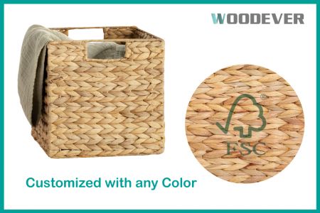 WOODEVER Vietnam Water Hyacinth Woven Basket Factory, the water hyacinth woven storage baskets are crafted in compliance with FSC certification.