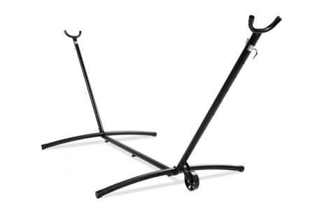 Hammock stand with moving wheels for easy movement.