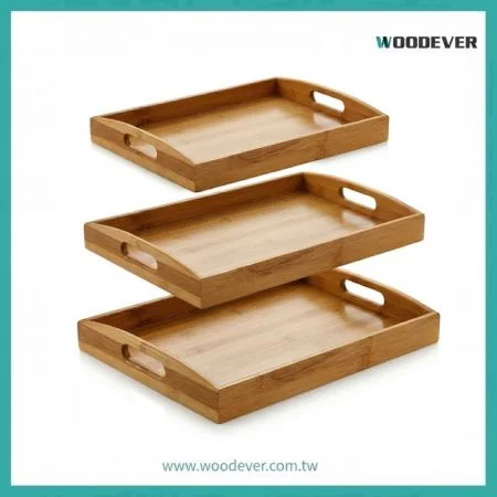 Multi-Functional Bamboo Serving Tray Set (3-Piece) - From breakfast in bed to elegant hosting—bring the warmth of nature to every serving.