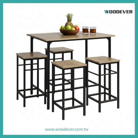 工業風高腳吧檯桌椅組 — 領先越南家具供應商提供高效 OEM / ODM 量產越南供應商| 戶外室內兩用 - WOODEVER客製化傢俱OEM/ODM - 工業風鐵管工作桌附收納層架｜越南 OEM／ODM 金屬家具製造商客製化傢俱