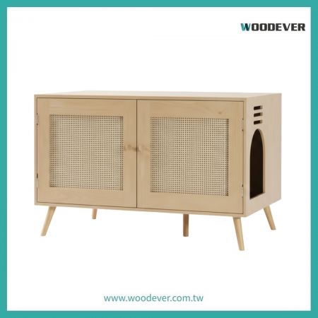 【Premier Pet Furniture Supplier】PF10 Nordic Rattan Hidden Litter Box Enclosure| WOODEVER Customized  PET Furniture OEM/ODM - Corner Multi-Functional Pet Furniture Crate | Solid Wood Indoor Pet House|  WOODEVER Customized  PET Furniture OEM/ODM| OEM/ODM Steel Tube Furniture from Vietnam ManufacturerFurniture Supplier