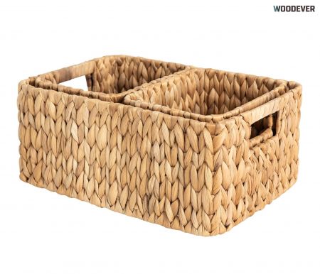 Vietnam Supplier Water Hyacinth Woven Nesting Baskets Storage Bins With Built-In Handles OEM Handcrafted Woven Business Gift - This eco-friendly water hyacinth woven storage basket is crafted using FSC-certified natural water hyacinth fibers sourced locally from Vietnam.