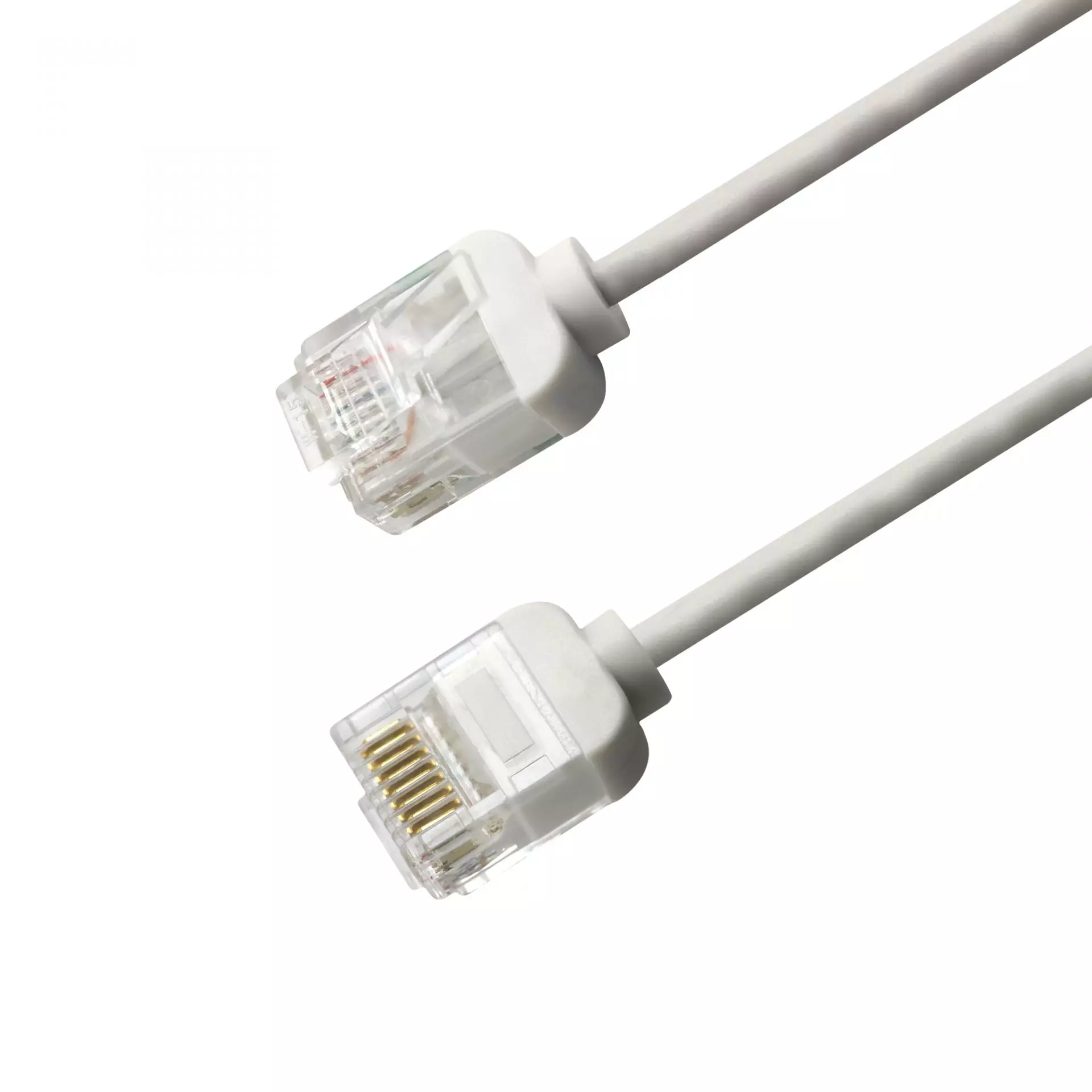 RJ45 कैट 6 UTP 32 AWG स्लिम पैच केबल एक्स्ट्रा स्मॉल मॉड्यूलर प्लग्स के साथ