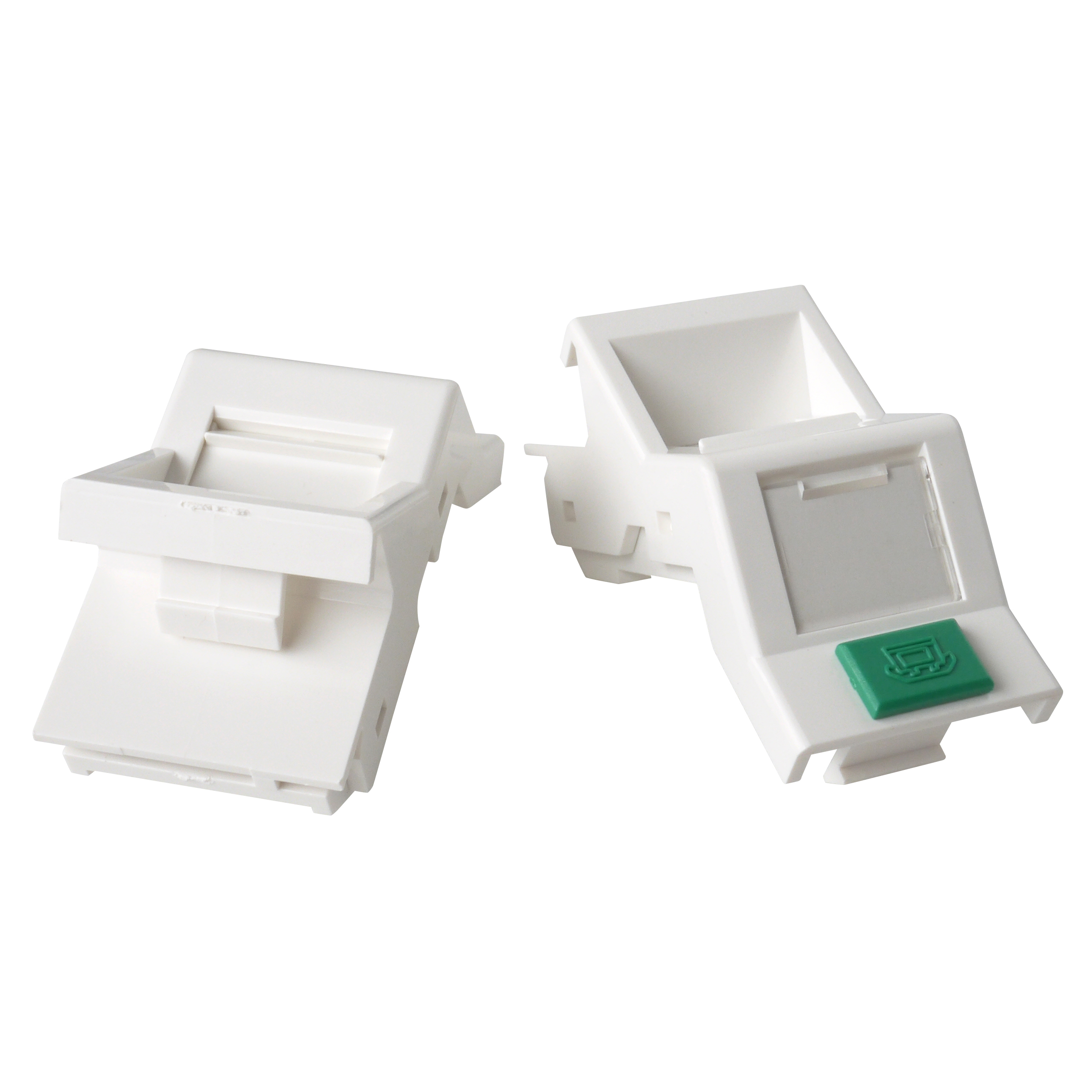 British RJ45 Shuttered Angled Module 25x50mm | EXW Faceplate Solutions