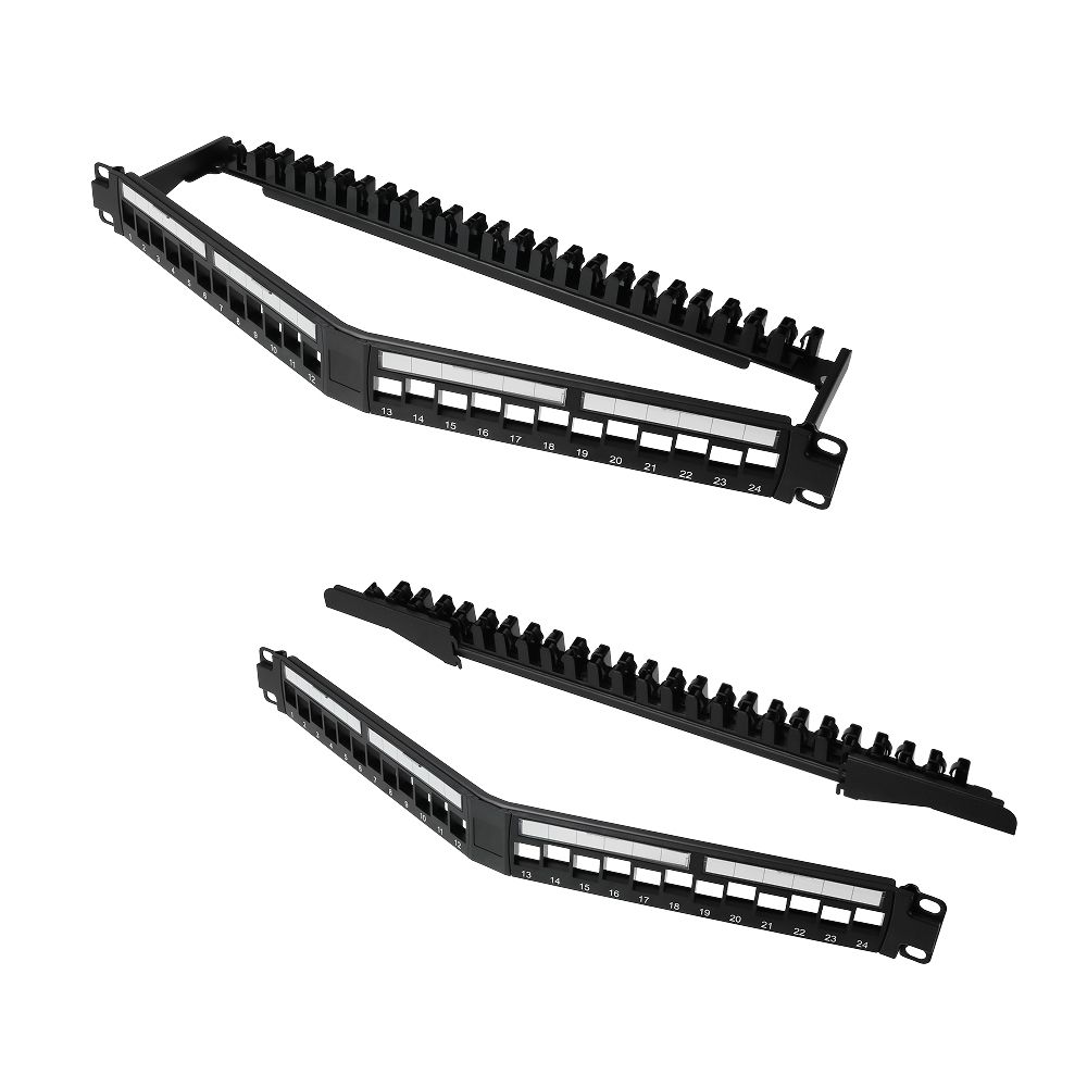 1U 24 Port V-Angled Blank Panel with Detachable Plates | EXW