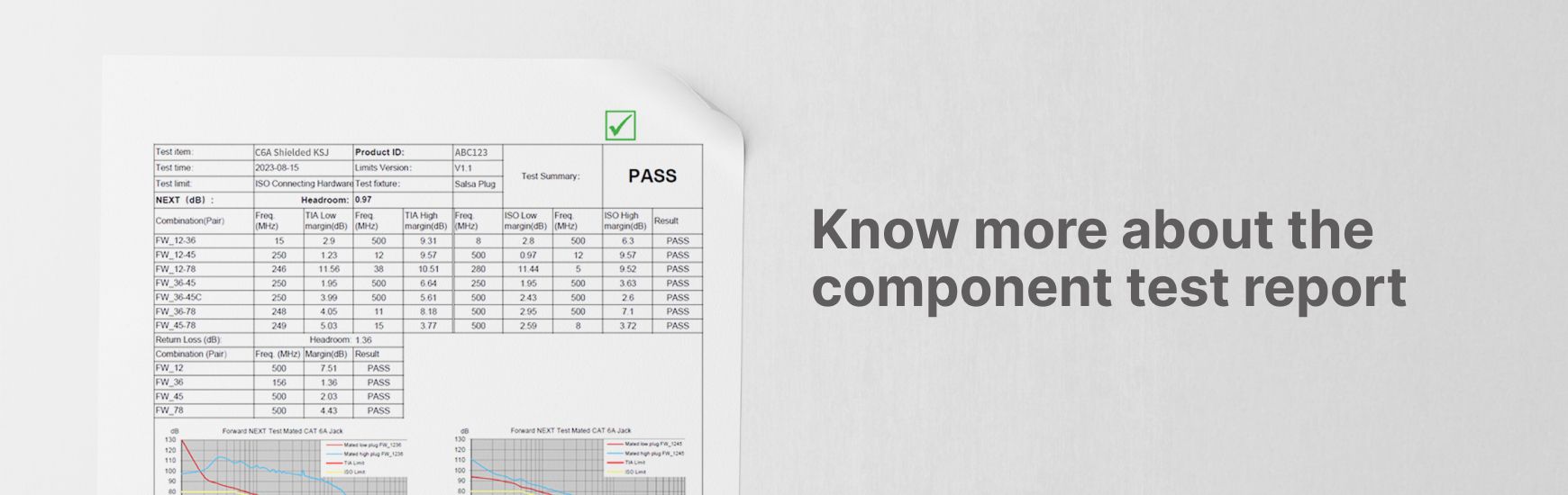 Informe de prueba de componentes de Keystone Jack y ID de conector único