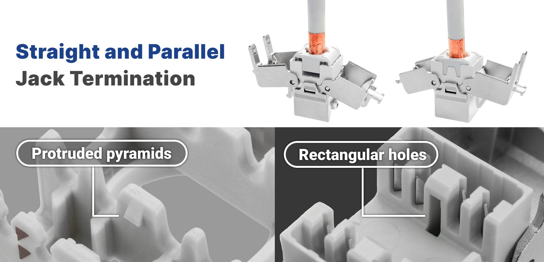 Mecanismo de equilibrio de fuerza para una instalación rápida y sin herramientas de Cat.6