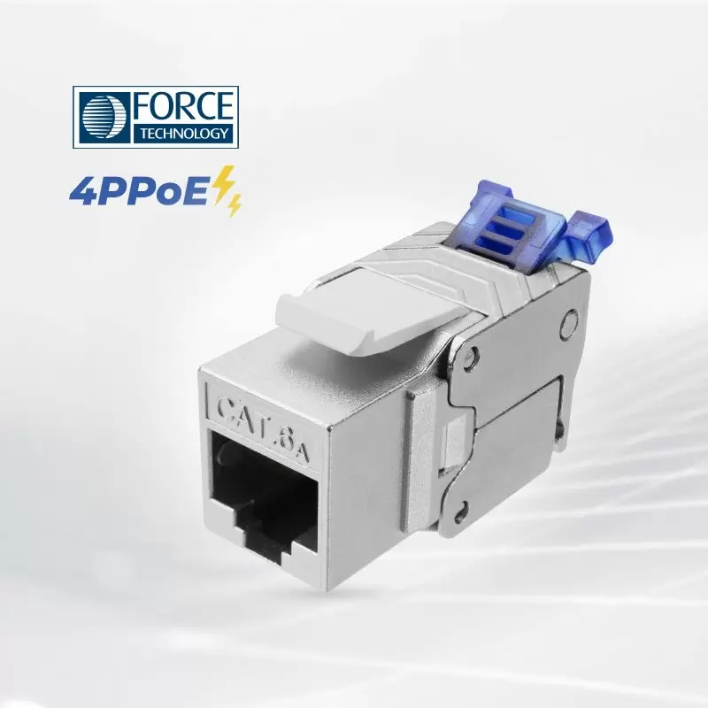 Conector RJ45 fêmea PoE sem o uso de abraçadeira de cabo