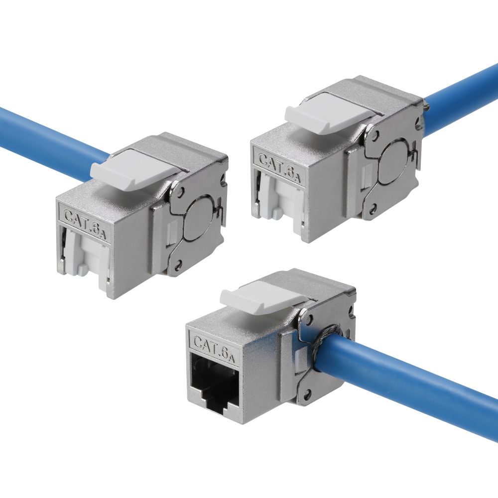 Cat6A Multi-Entry Toolless Keystone Jack | EXW STP 3-Direction Entry