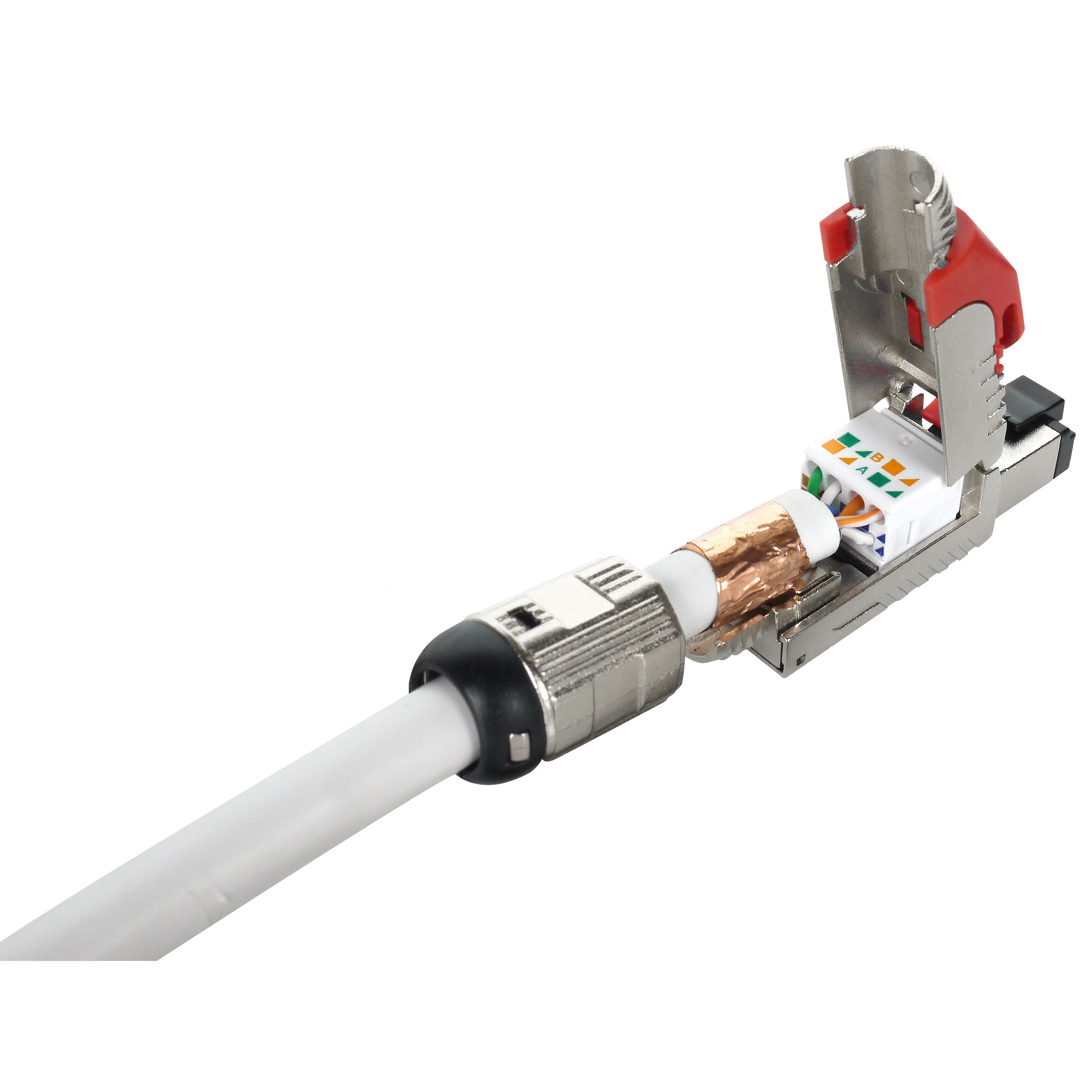 Cat.6A STP Field Termination Plug | EXW Toolless RJ45 Connector