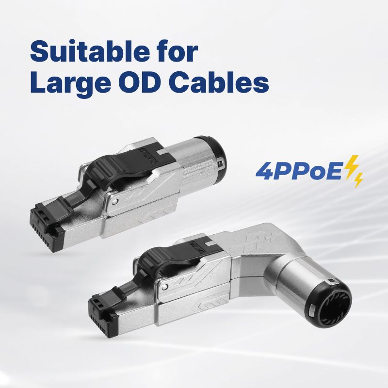 RJ45 PoE Connector for Data Centers, Factories, Robotic Arms