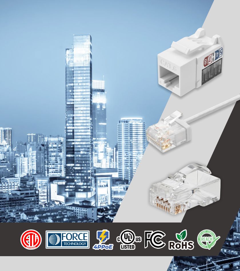 حلول Cat6 UTP مع FORCE، ETL، UL، RoHS، REACH معتمدة وتم التحقق منها من قبل FCC