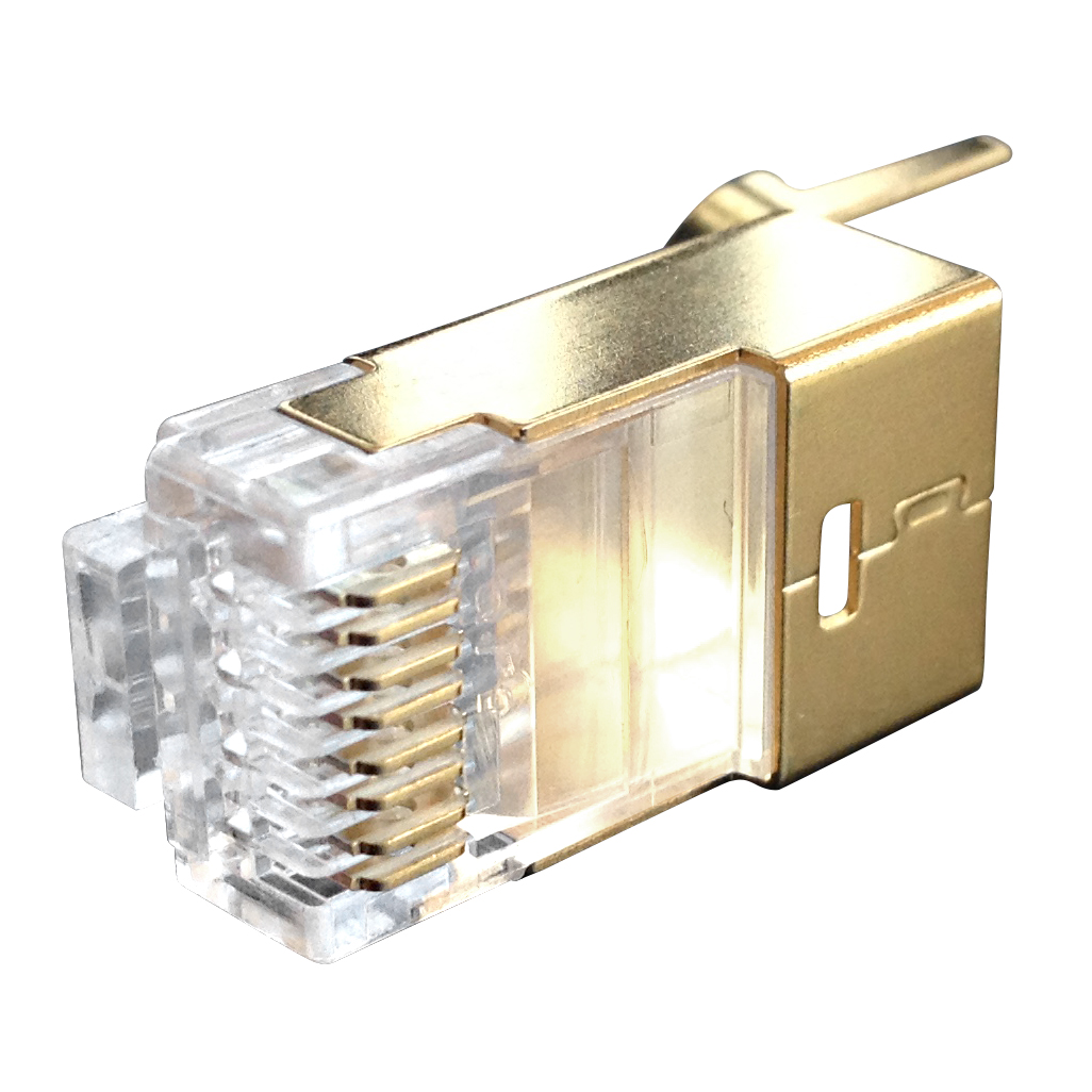 6 Internet Connection Plug Cat.6A STP Large Diameter Gold Modular Plug | EXW RJ45 Connector