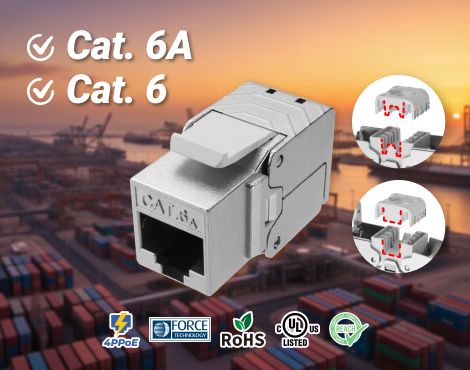 جک کیستون RJ45 شیلددار بدون ابزار Cat6A با برچسبهای Cat6A/Cat6 برای ...