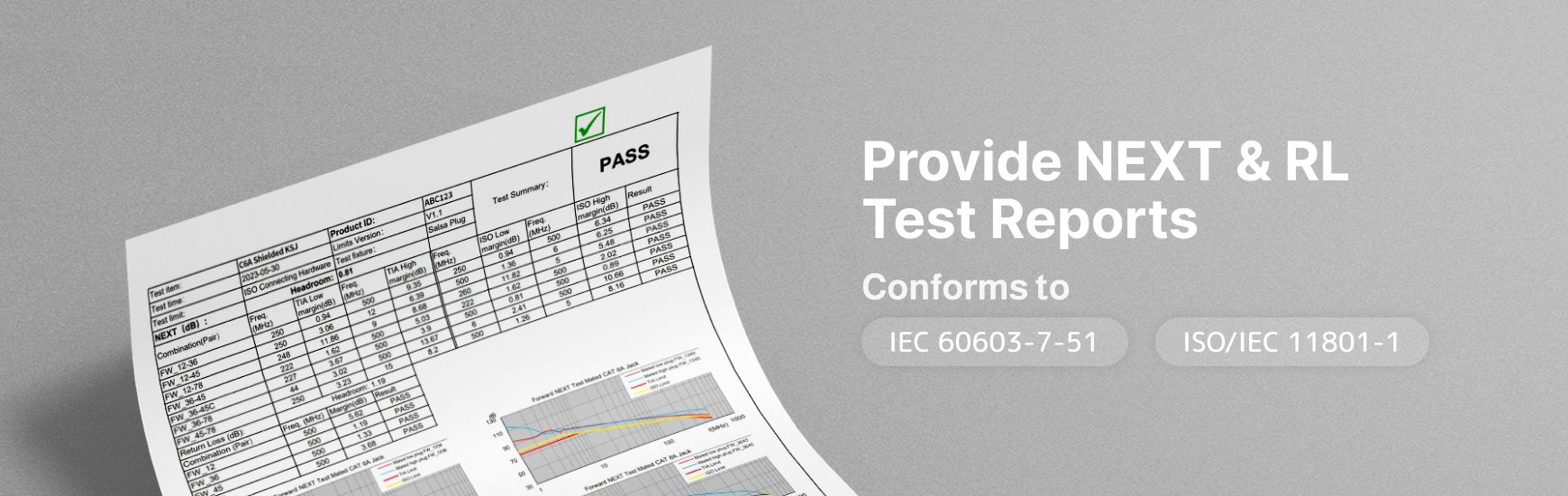 Raporty testowe dla naszych gniazd RJ45 Keystone kategorii 6A na poziomie komponentów
