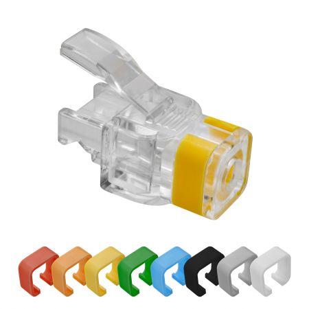 RJ45 Modulare Steckerabdeckung für normale oder snagless Stecker - Zugentlastungs-RJ45-Steckerabdeckung mit farbigem Clip für Kabelmanagement