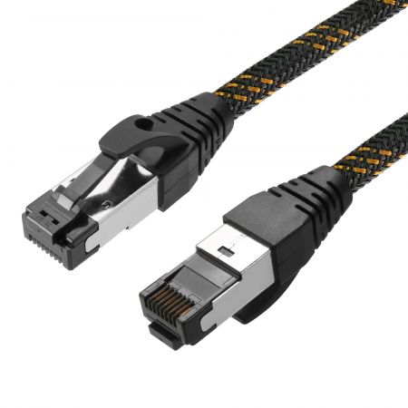 Cabo de remendo trançado Cat.6A S/FTP de 26 AWG - Cabo de remendo RJ45 Cat 6A blindado com trança de Ethernet SFTP de 26 AWG