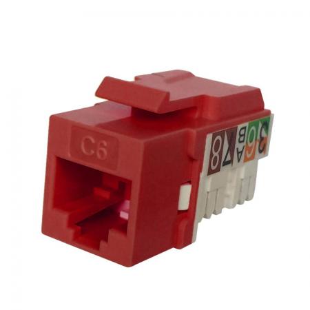แจ็คคีย์สโตนแบบ 90 องศาสีแดงสำหรับ Cat 6 Ethernet
