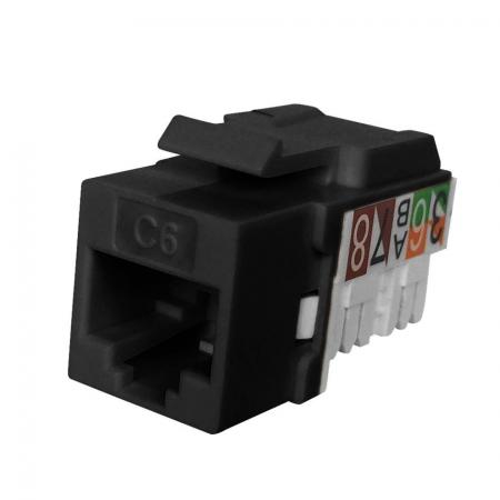 Cat6 Zwarte Keystone Jack Met T568A En T568B Bedrading Schema's
