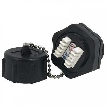 Conector modular tipo 110 de 180 grados Cat5E blindado IP68