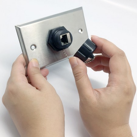 Cat6 IP68 Industrial Shielded 180 Degree Bulkhead Ethernet Coupler