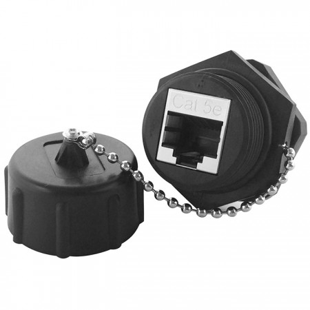 Acoplador de parede industrial Cat5E STP de 180 graus IP68 - Jack acoplador industrial Cat5E STP compatível com IP68