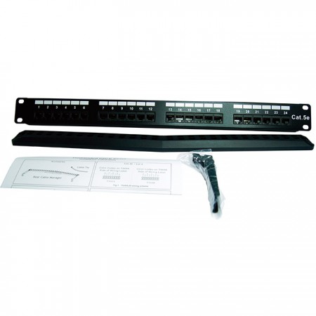 Cat5E ungeschirmtes 1U 24-Port 180-Grad RJ45 Patchpanel