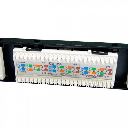 UTP 1U 24 Port 180 Degree Patch Panel With Cable Management