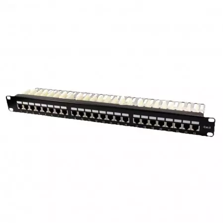 Cat.6 FTP 1U 24포트 90도 키스톤 패치 패널 - 금도금 50U" Cat6 FTP 이더넷 패치 패널