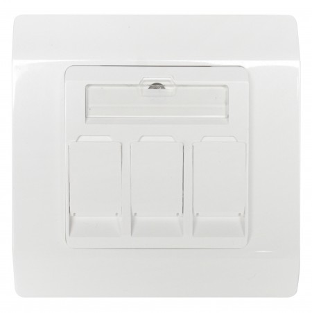 Tysk stilansiktsplatta Enkelgång 3 port - 80 x 80 mm tysk stil anslutningsplatta med rullgardin