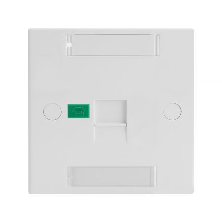 British Shuttered Faceplate 1 port With icon tabs - 86*86 mm British Shuttered Faceplate 1 Port With Icon Tabs